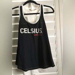 Celsius Live Fit Athletic Drink Women’s Black Tank Top – Size Small